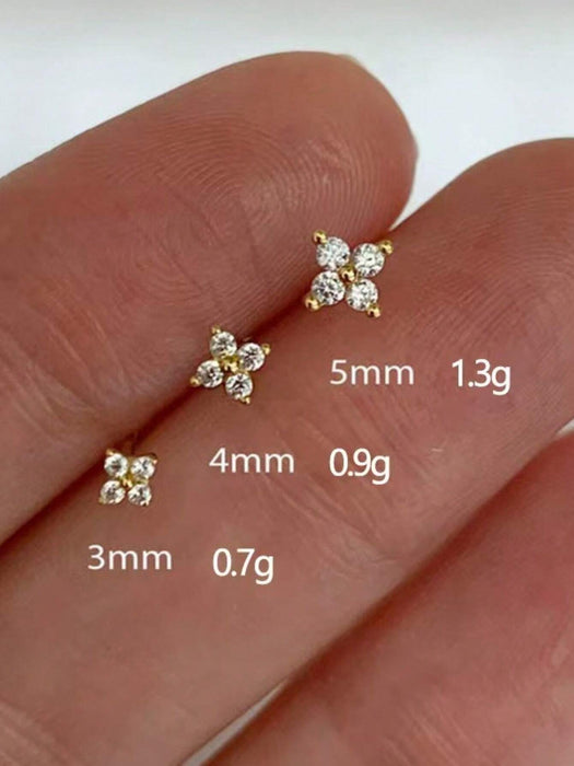 Shein 6 piezas/set de pendientes tipo botón con forna de flor de cuatro petalos a la moda - Quierox - Tienda Online