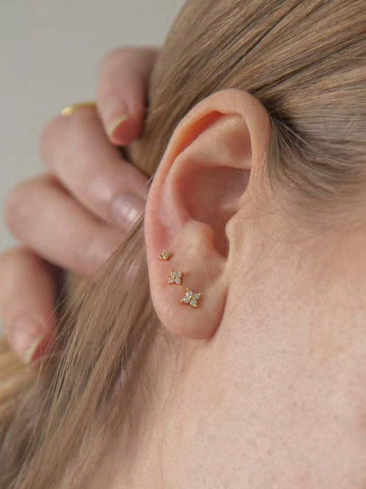 Shein 6 piezas/set de pendientes tipo botón con forna de flor de cuatro petalos a la moda - Quierox - Tienda Online