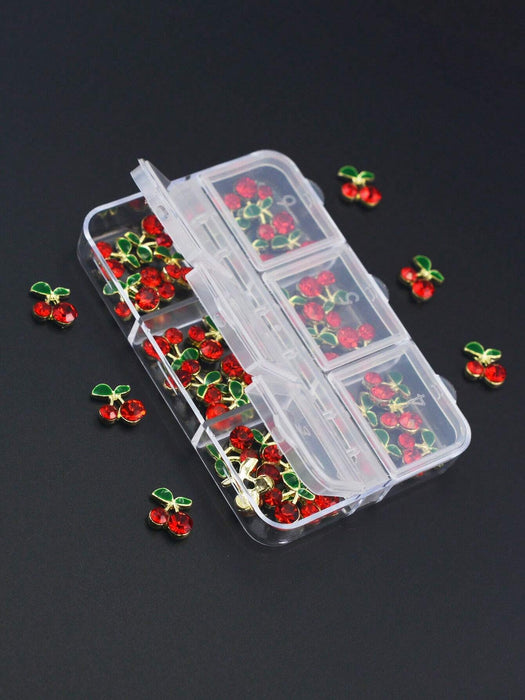 Shein 6 Rejillas/Caja 30 Piezas Rhinestones de Arte de Uñas 3D, Decoraciones de Arte de Uñas con Diseño de Cereza - Quierox - Tienda Online