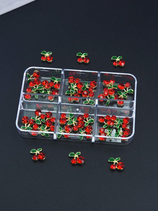 Shein 6 Rejillas/Caja 30 Piezas Rhinestones de Arte de Uñas 3D, Decoraciones de Arte de Uñas con Diseño de Cereza - Quierox - Tienda Online