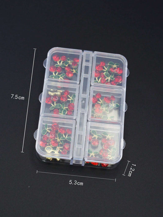 Shein 6 Rejillas/Caja 30 Piezas Rhinestones de Arte de Uñas 3D, Decoraciones de Arte de Uñas con Diseño de Cereza - Quierox - Tienda Online