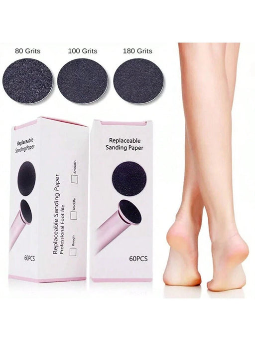 Shein 60 piezas de almohadillas de papel de lija de repuesto, adecuadas para lima eléctrica de pies 80 - Quierox - Tienda Online