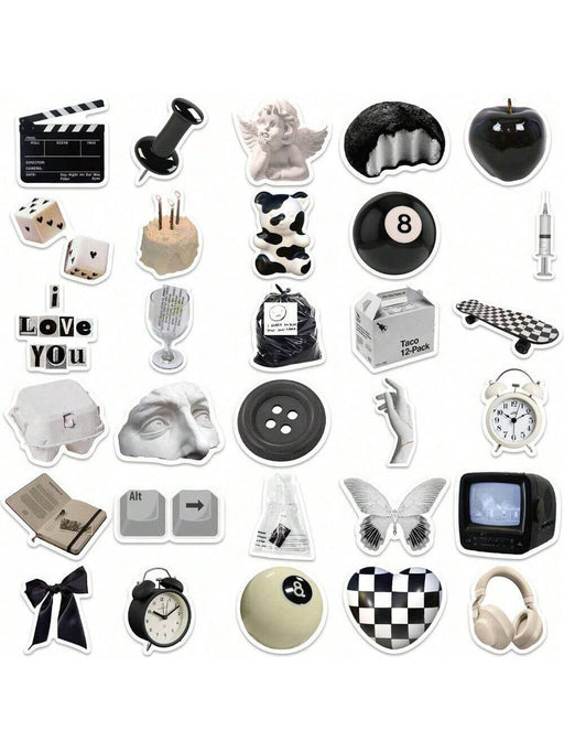 SHEIN 61 pegatinas en blanco y negro, pegatinas de moda, pegatinas de vinilo - Quierox - Tienda Online