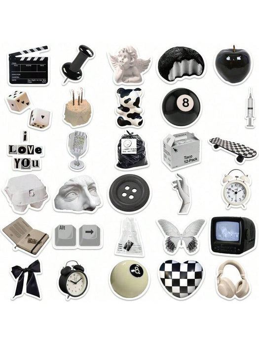 SHEIN 61 pegatinas en blanco y negro, pegatinas de moda, pegatinas de vinilo - Quierox - Tienda Online