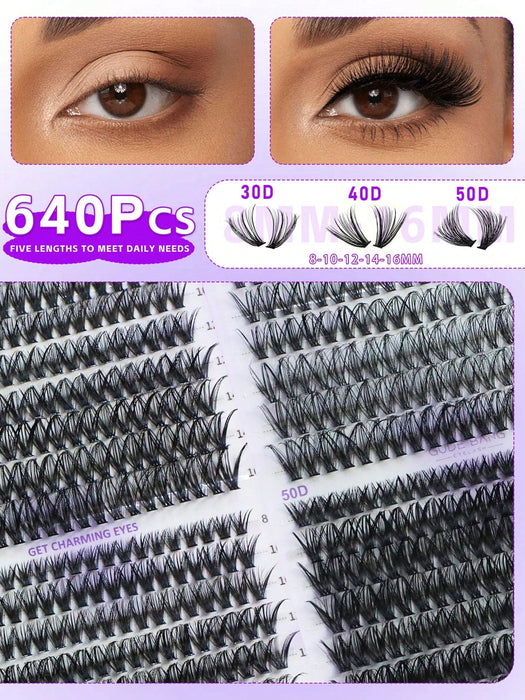 Shein 640 pestañas postizas con curvatura D, longitudes mixtas de 8 a 16 mm - Quierox - Tienda Online