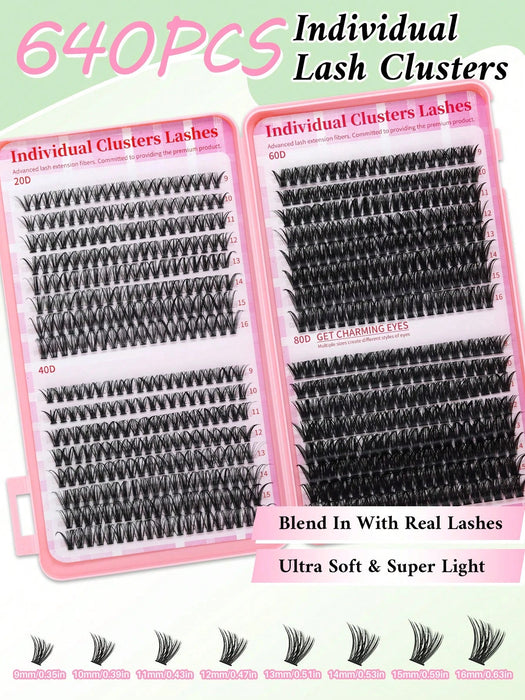 SHEIN 640 piezas Juego de extensión de pestañas DIY mixto, alta capacidad - Quierox - Tienda Online