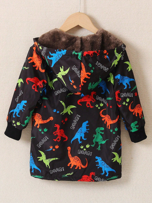 SHEIN Abrigo con capucha y forro de peluche con estampado de dinosaurio para niño pequeño - Quierox - Tienda Online