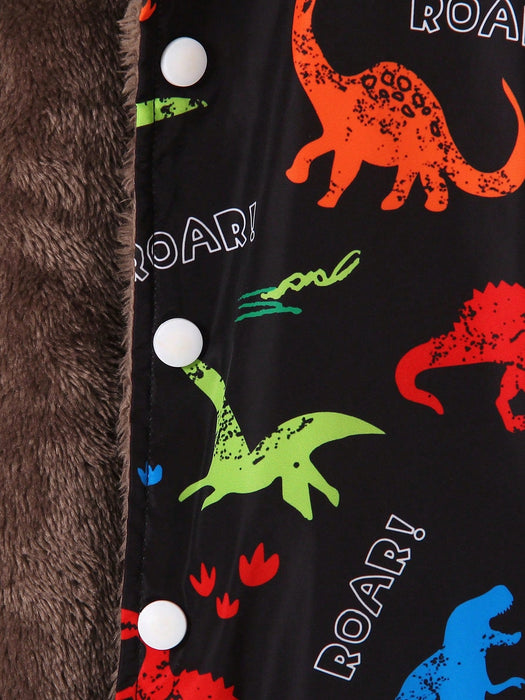 SHEIN Abrigo con capucha y forro de peluche con estampado de dinosaurio para niño pequeño - Quierox - Tienda Online