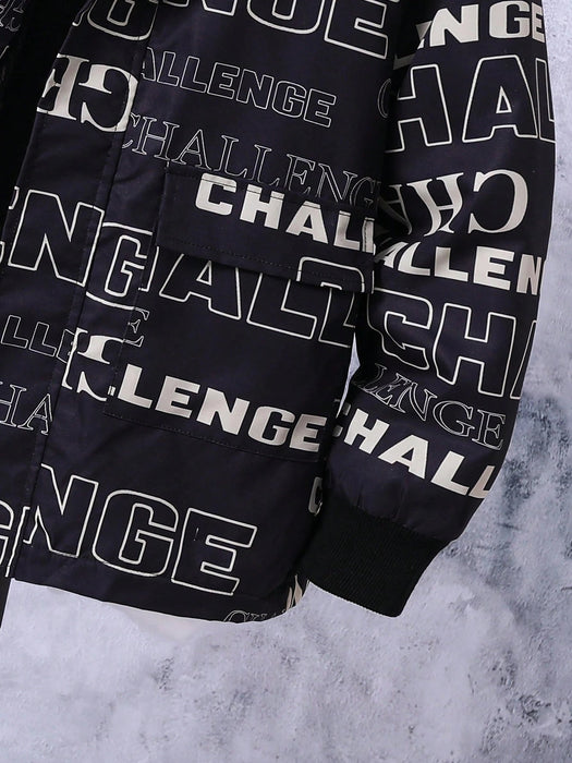 SHEIN Abrigo con capucha y forro de peluche con gráfico de letras para niño preadolescente - Quierox - Tienda Online