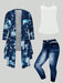 SHEIN Abrigo de abertura delantera con efecto tie - dye talla grande, camiseta y jeans - Quierox - Tienda Online