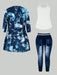 SHEIN Abrigo de abertura delantera con efecto tie - dye talla grande, camiseta y jeans - Quierox - Tienda Online