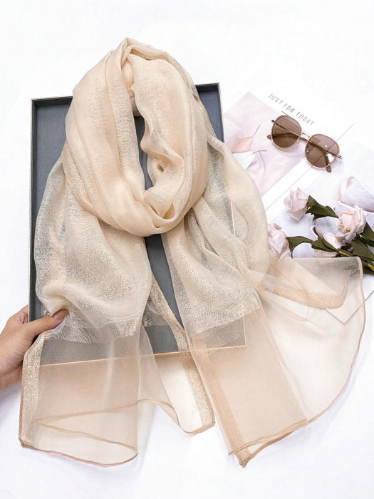 SHEIN Accesorios de playa - Elegante y casual bufanda de seda de mora beige y de punto - Quierox - Tienda Online