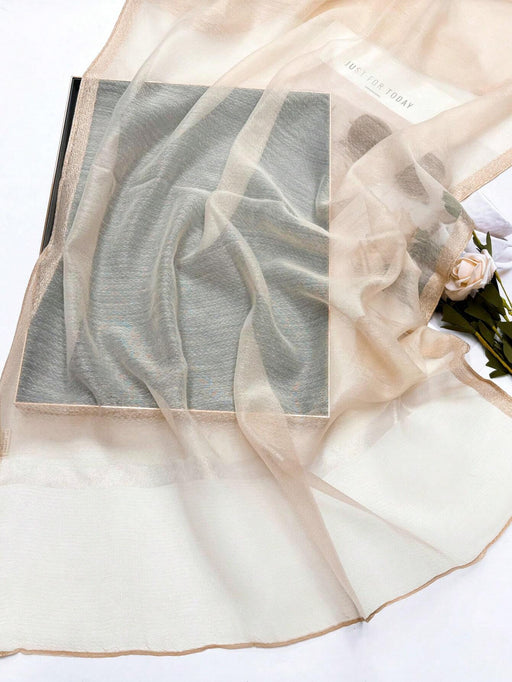SHEIN Accesorios de playa - Elegante y casual bufanda de seda de mora beige y de punto - Quierox - Tienda Online