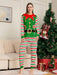Shein Ailiya Conjunto de pijama informal de 2 piezas para mujer con estampado de rayas verdes y rojas - Quierox - Tienda Online