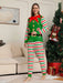 Shein Ailiya Conjunto de pijama informal de 2 piezas para mujer con estampado de rayas verdes y rojas - Quierox - Tienda Online