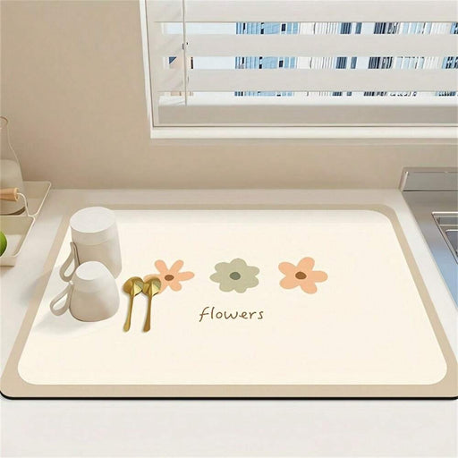 Shein Alfombrilla para secar platos con diseño de flores de naranja, 40*50cm - Quierox - Tienda Online