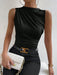 Shein Allurite Camiseta sin mangas fruncida de cuello alto - Quierox - Tienda Online