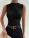 Shein Allurite Camiseta sin mangas fruncida de cuello alto - Quierox - Tienda Online