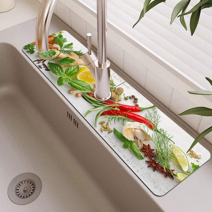 Shein Almohadilla de drenaje para grifo de cocina con diseño de especias (14×38 cm) - Quierox - Tienda Online