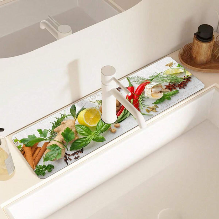 Shein Almohadilla de drenaje para grifo de cocina con diseño de especias (14×38 cm) - Quierox - Tienda Online
