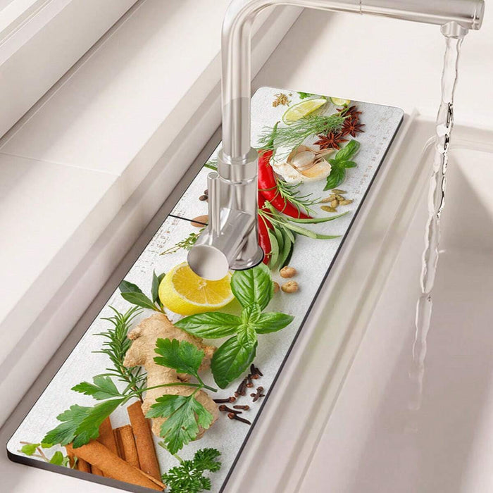 Shein Almohadilla de drenaje para grifo de cocina con diseño de especias (14×38 cm) - Quierox - Tienda Online