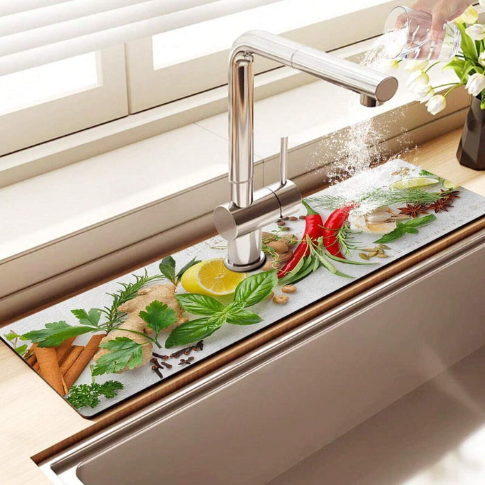 Shein Almohadilla de drenaje para grifo de cocina con diseño de especias (14×38 cm) - Quierox - Tienda Online