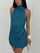 SHEIN Aloruh Vestido mini plisado con espalda descubierta y lazada - Quierox - Tienda Online