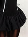 Shein Amplova Minivestido fruncido con decoración y lazo de cinta color block - Quierox - Tienda Online