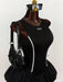Shein Amplova Minivestido fruncido con decoración y lazo de cinta color block - Quierox - Tienda Online