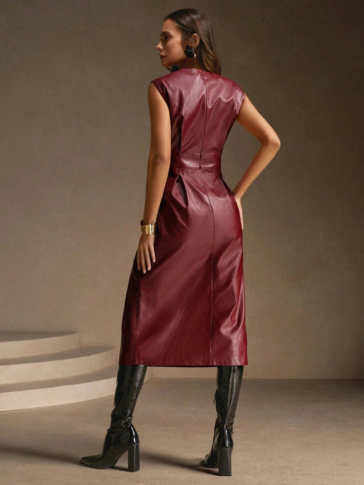 SHEIN Anewsta Vestido maxi de mujer de cuello redondo sin mangas de color - Quierox - Tienda Online