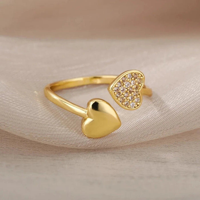 Shein Anillo Ajustable De Corazones Para Mujer, Joya Abierta Con Circonita - Quierox - Tienda Online