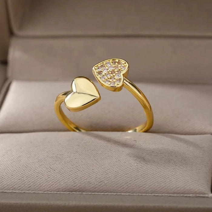 Shein Anillo Ajustable De Corazones Para Mujer, Joya Abierta Con Circonita - Quierox - Tienda Online