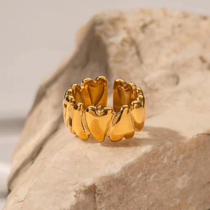 SHEIN Anillo de acero inoxidable, anillo ajustable en forma de corazón - Quierox - Tienda Online