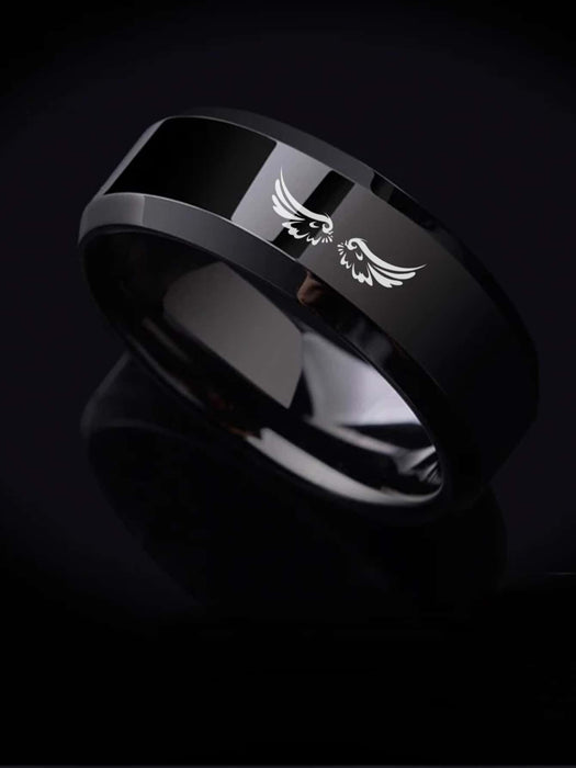 SHEIN Anillo de acero inoxidable con diseño de alas para hombre, moderno y popular - Quierox - Tienda Online