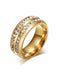 SHEIN Anillo de acero inoxidable con doble fila de circonitas cúbicas para hombre - Quierox - Tienda Online