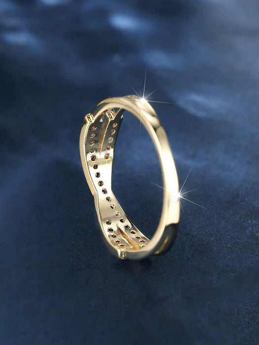 Shein Anillo de circonita cúbica con microincrustaciones y diseño de giro simple de Vane - Quierox - Tienda Online