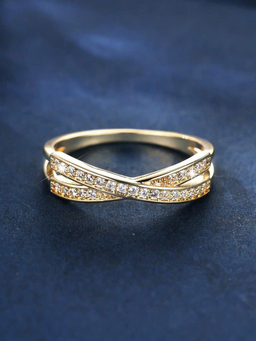 Shein Anillo de circonita cúbica con microincrustaciones y diseño de giro simple de Vane - Quierox - Tienda Online