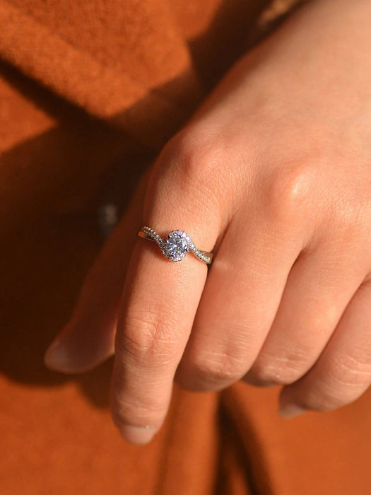 SHEIN Anillo de compromiso con circonita cúbica y caja de regalo, ajustable, con circonita - Quierox - Tienda Online