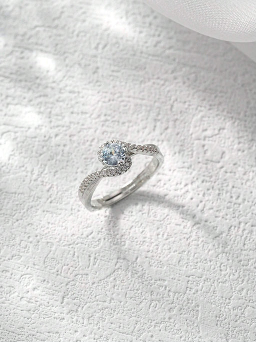 SHEIN Anillo de compromiso con circonita cúbica y caja de regalo, ajustable, con circonita - Quierox - Tienda Online