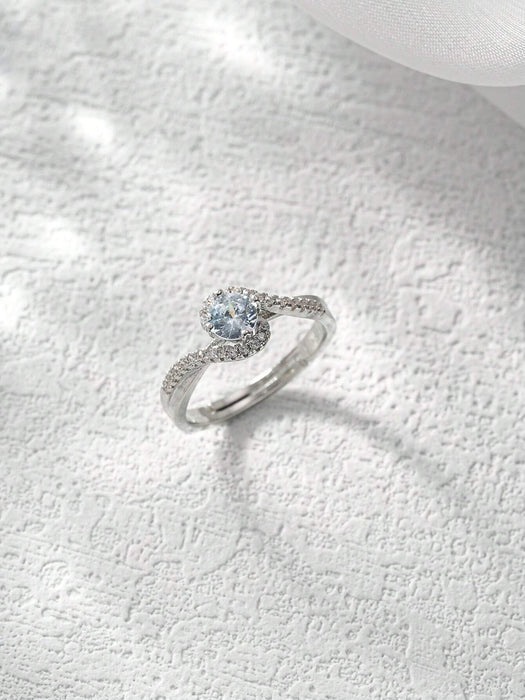 SHEIN Anillo de compromiso con circonita cúbica y caja de regalo, ajustable, con circonita - Quierox - Tienda Online