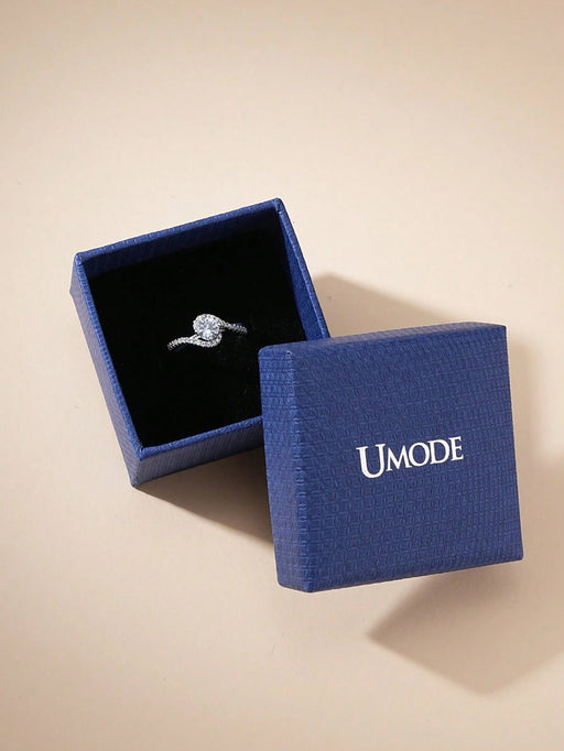 SHEIN Anillo de compromiso con circonita cúbica y caja de regalo, ajustable, con circonita - Quierox - Tienda Online