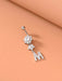 Shein Anillo de ombligo con dije de letra de diamantes de imitación - Quierox - Tienda Online