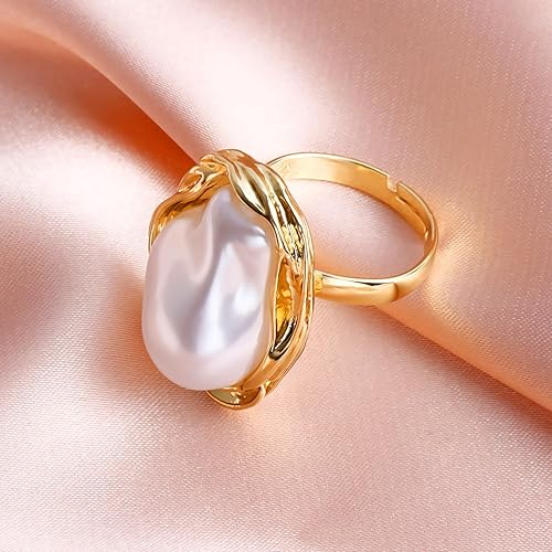 SHEIN Anillo de perlas barrocas para mujer - Quierox - Tienda Online