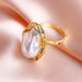 SHEIN Anillo de perlas barrocas para mujer - Quierox - Tienda Online