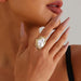 SHEIN Anillo de perlas barrocas para mujer - Quierox - Tienda Online