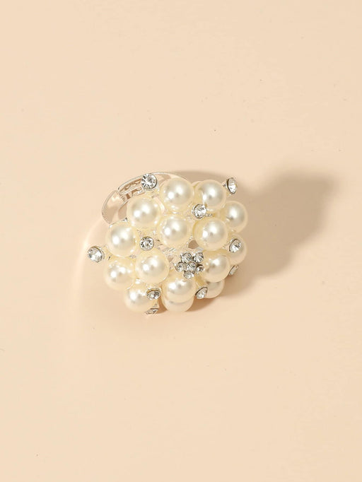 Shein Anillo decorado con flores de strass y perlas artificiales - Quierox - Tienda Online