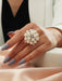 Shein Anillo decorado con flores de strass y perlas artificiales - Quierox - Tienda Online