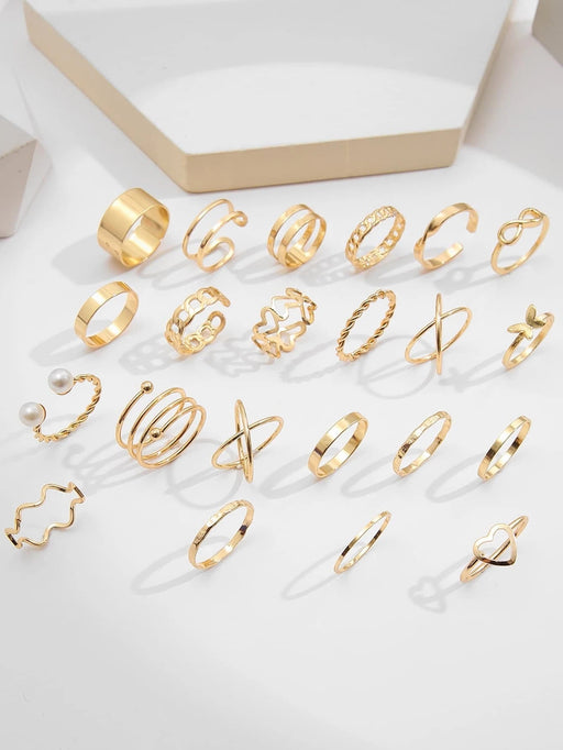 Shein Anillo decorativo con 22 piezas de corazón y perlas de imitación - Quierox - Tienda Online