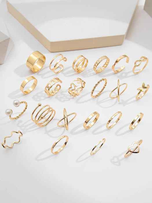 Shein Anillo decorativo con 22 piezas de corazón y perlas de imitación - Quierox - Tienda Online