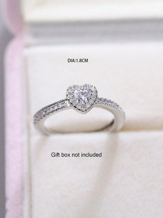 SHEIN Anillo decorativo con circonita en forma de corazón ajustable - Quierox - Tienda Online